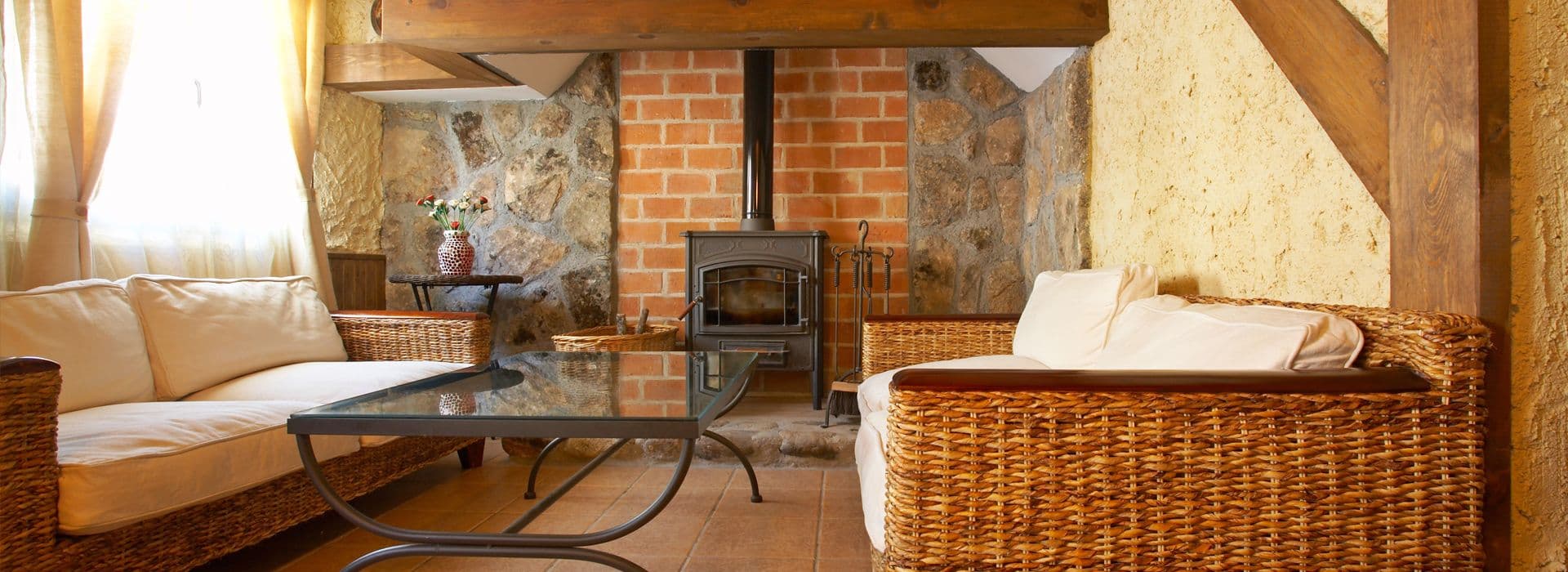 Inside of brick home with furnance